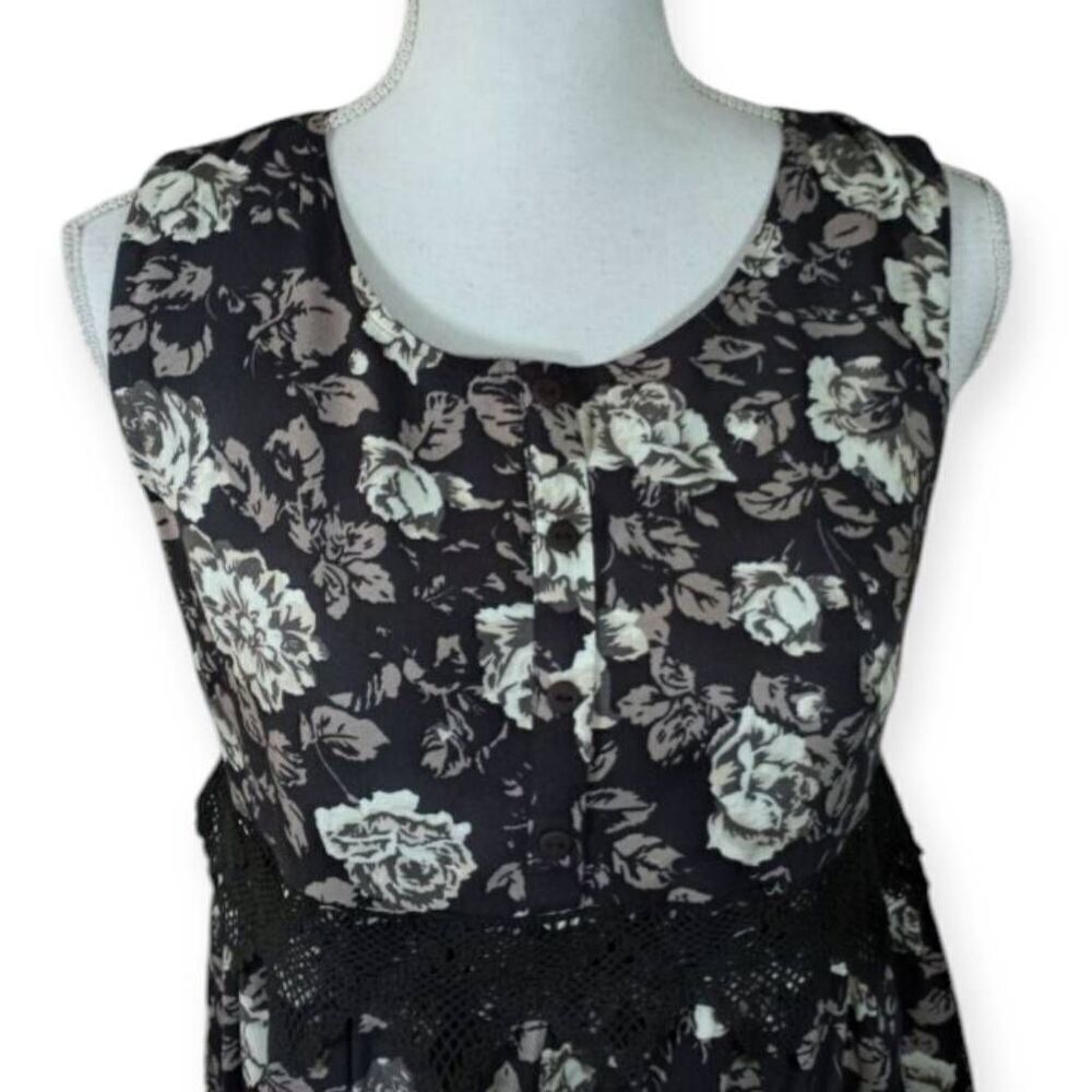 DOE & RAE BLACK, GRAY & WHITE FLORAL DRESS SZ.L NWT. - Picture 2 of 10